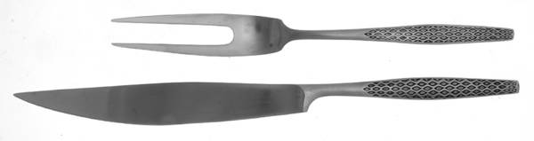 Variation IV (Stainless, Black Accent) Large 2-Piece Roast Carving Set w/Stainless Blade