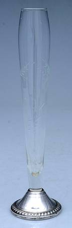 Sterling Hollowware 9" Crystal Vase with Sterling Base