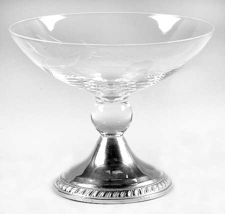 Sterling Hollowware Sterling Compote with Crystal Bowl
