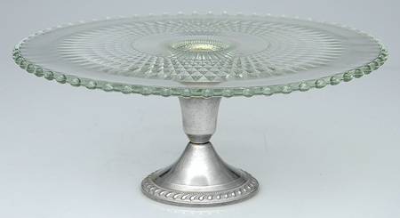 Sterling Hollowware Glass Cake Plate with Weighted Sterling  Base