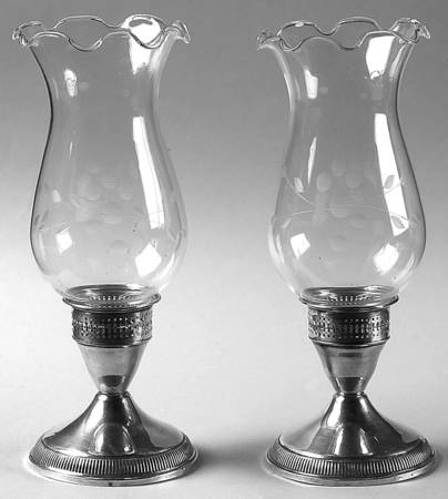 Sterling Hollowware Pair of Weighted Hurricane Lamp & Globe