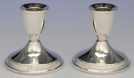 Sterling Hollowware Pair of Weighted Console Candleholders