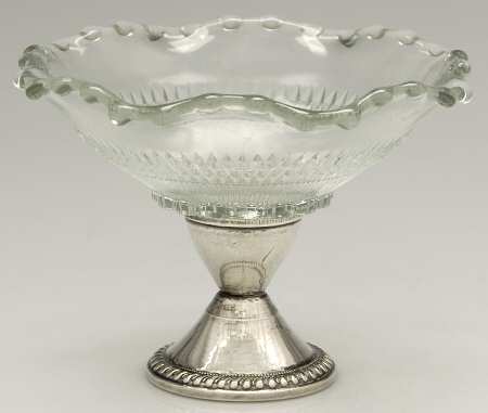 Sterling Hollowware Glass Compote & Sterling Base