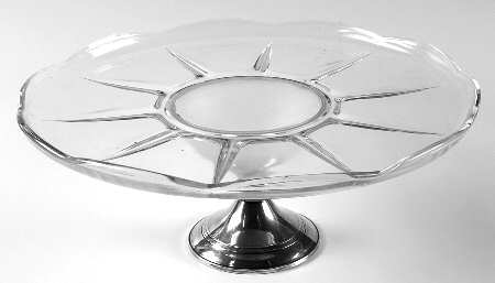 Sterling Hollowware Glass Cake Plate with Sterling  Base