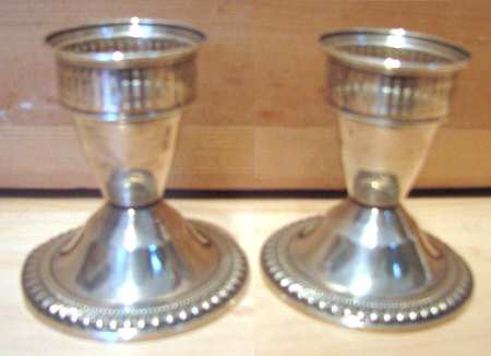Sterling Hollowware Pair of 3" Weighted Candleholders