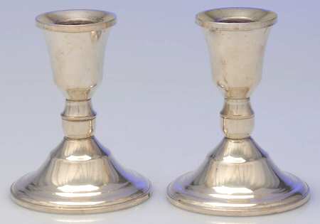 Sterling Hollowware Pair of Weighted Candleholders