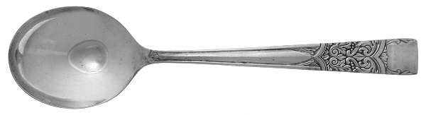 Inauguration (Silverplate, Scrolls, 1948) Round Bowl Soup Spoon (Gumbo)