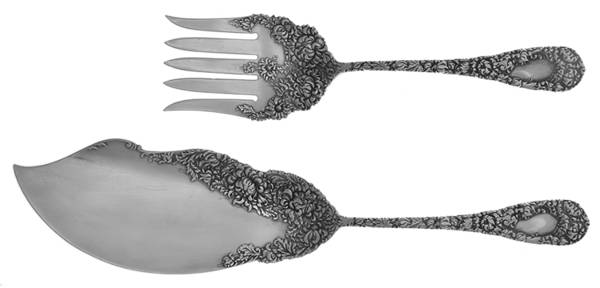Chrysanthemum (Sterling, 1893) Solid 2-Piece Small Fish Serving Set