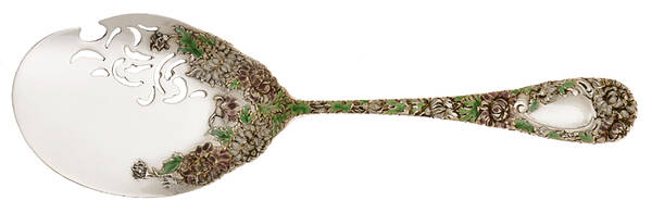Chrysanthemum (Sterling, 1893) Enameled Small Pierced Solid Croquette Server