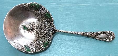 Chrysanthemum (Sterling, 1893) Bon Bon Spoon with Enameled Bowl