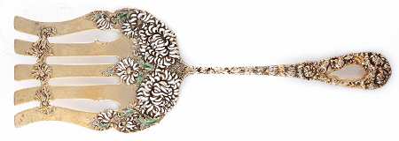 Chrysanthemum (Sterling, 1893) Enameled Solid Large Asparagus Fork