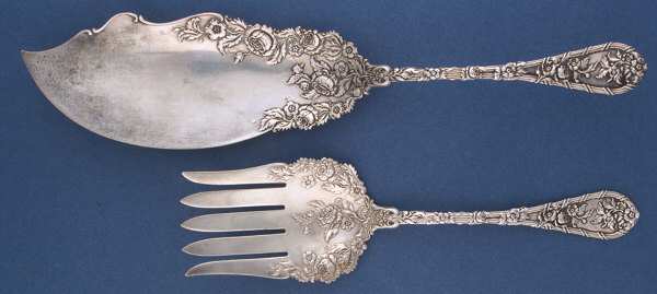 Dauphin (Sterling, 1897, No Monograms) Solid 2-Piece Small Fish Serving Set