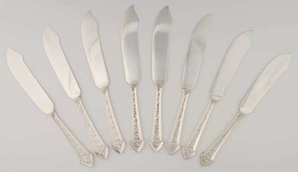 Essex No.5-Engraved (Sterling, 1911) (Set of 8) Individual Solid Fish Knives