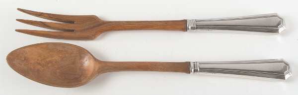 Fairfax (Sterling, 1910) Wooden Bowl 2-Piece Salad Set