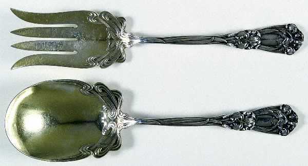 Iris (Sterling, 1900, No Monograms) (2 Pc) Solid Salad Set