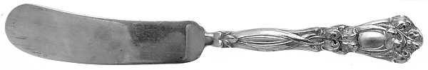 Iris (Sterling, 1900, No Monograms) Medium Flat Handle Butter Spreader