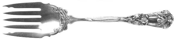 Iris (Sterling, 1900, No Monograms) Large Solid Tined Sardine Serving Fork
