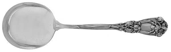 Iris (Sterling, 1900, No Monograms) Round Bowl Soup Spoon (Gumbo)