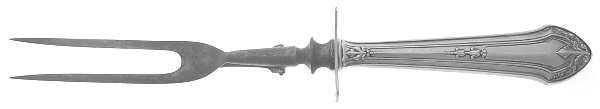 Lenox (Sterling, 1912) Lg Carving/Roast Fork-Stn Prong w/Sterling Guard