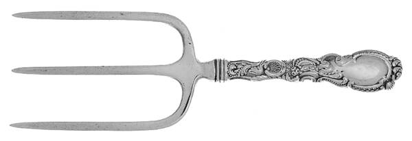 Louis XV (Sterling, 1891) Hollow Handle Toast Serving Fork w/Sterling Tines