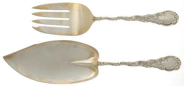 Louis XV (Sterling, 1891) 2 Piece Large Solid Fish Serving Set
