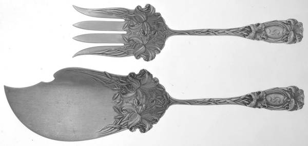 New Art (Sterling, 1899) Solid 2-Piece Small Fish Serving Set