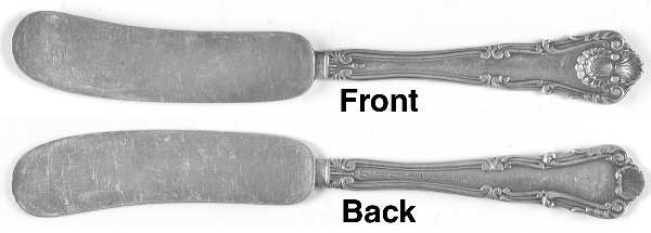 New Queens (Sterling, 1900) Large Flat Handle Butter Spreader