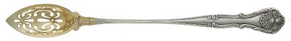 New Queens (Sterling, 1900) Pierced Bowl Long Handle Olive Spoon