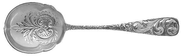 Scroll (Sterling, 1886, No Monograms) Small Solid Berry/Casserole Spoon