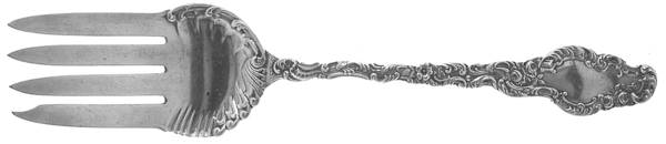 Watteau (Sterling, 1891) Large Solid Cold Meat Serving Fork