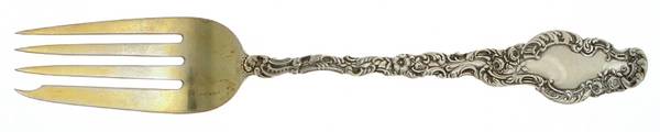 Watteau (Sterling, 1891) Medium Solid Cold Meat Serving Fork