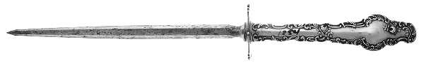 Watteau (Sterling, 1891) Large Knife Sharpener-Steel Rod w/Sterling Guard