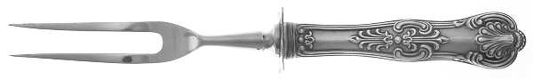 King (Sterling, 1880) Small Carving Fork W/Sterling Guard