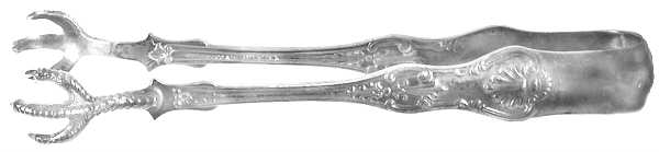 King (Sterling, 1880) Large Sugar Tongs