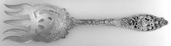 Labors of Cupid (Sterling, 1900, No Monograms) Solid Salad Serving Fork