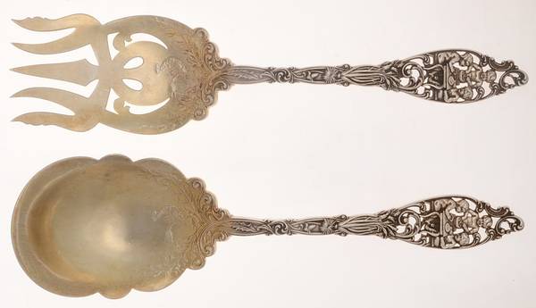Labors of Cupid (Sterling, 1900, No Monograms) (2 Pc) Solid Salad Set