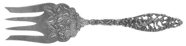 Labors of Cupid (Sterling, 1900, No Monograms) Large Solid Cold Meat Serving Fork