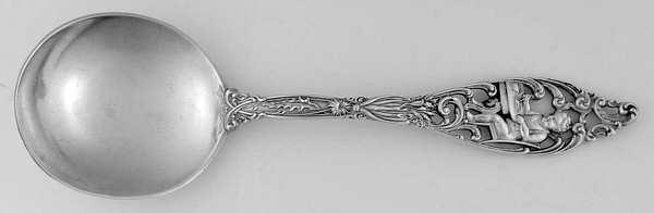 Labors of Cupid (Sterling, 1900, No Monograms) Round Bowl Soup Spoon (Gumbo)