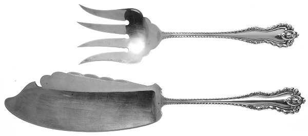 Mazarin (Sterling, 1892, No Monograms) 2 Piece Large Solid Fish Serving Set