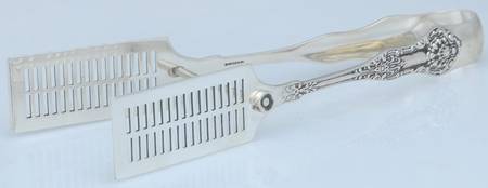 New King (Sterling, 1898) Solid Yoked Asparagus Tongs