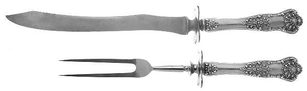 New King (Sterling, 1898) Large 2-Piece Roast Carving Set w/Stainless Blade
