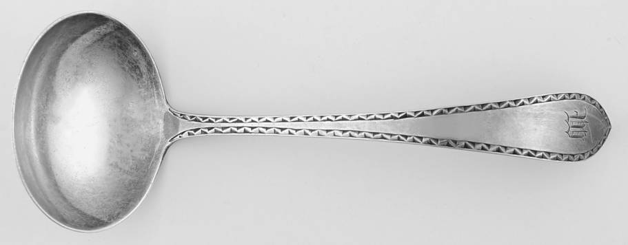 Pointed Antique#2-Engraved (Sterling, No Monos) Solid Piece Cream Ladle