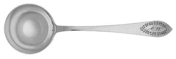 Pointed Antique#3-Engraved (Sterling) Monogram Round Bowl Soup Spoon (Bouillon)