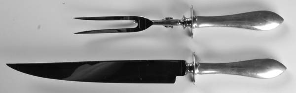 Pointed Antique (Sterling) Large 2-Piece Roast Carving Set w/ Stainless Blade