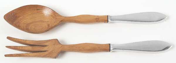Pointed Antique (Sterling) Wooden Bowl 2-Piece Salad Set