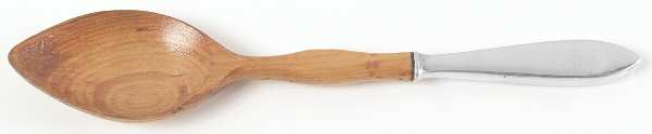 Pointed Antique (Sterling) Salad Serving Spoon with Wooden Bowl