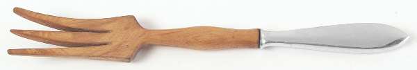 Pointed Antique (Sterling) Salad Serving Fork with Wooden Prongs