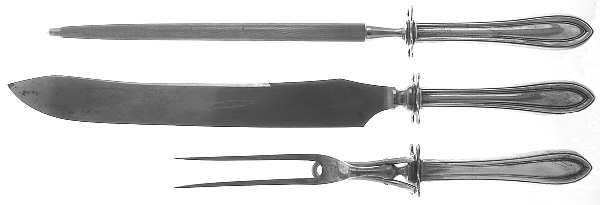 Priscilla (Sterling, 1916) Large 3-Piece Roast Carving Set w/ Stainless Blade
