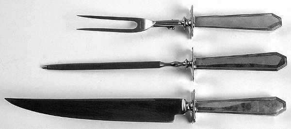 Queen Anne-Plain (Sterling, 1910) Large 3-Piece Roast Carving Set w/ Stainless Blade