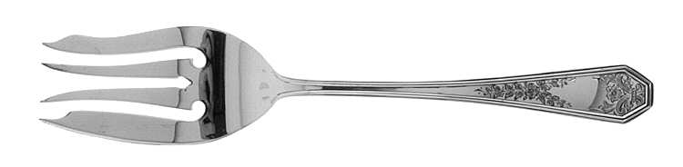 Queen Anne No. 11-Engraved (Sterling, 1910) Medium Solid Cold Meat Serving Fork